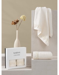 Комплект махровых полотенец с вышивкой COUNTRY 50x90 Бежевый Karna