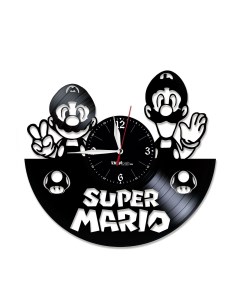 Часы из виниловой пластинки Super Mario (c) vinyllab