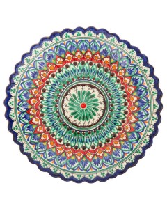 Тарелка плоская рифленая Риштанская Керамика 25см Шафран