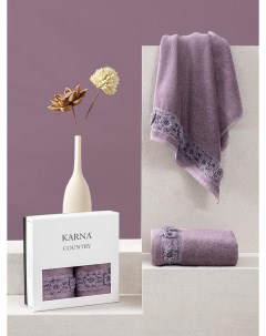 Комплект махровых полотенец с вышивкой COUNTRY 50x90 Фиолетовый Karna