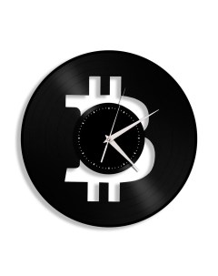 Часы из виниловой пластинки Bitcoin (c) vinyllab