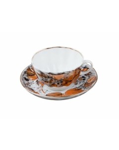 Чашка с блюдцем чайная рисунок Мой сад на форме Тюльпан твердый фарфор 250 мл Императорский фарфоровый завод