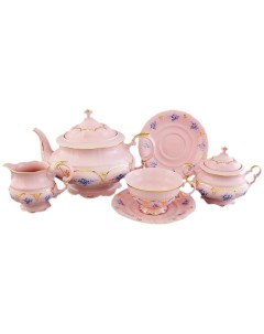 Чайный сервиз на 6 персон 15 предметов Соната Голубой цветок розовый 158063 Leander