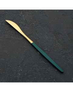 Нож столовый Блинк h 22 см на подвесе цвет металла золотой зеленая ручка Magistro