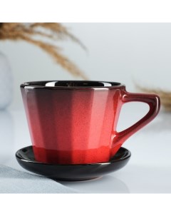 Чашка Ностальгия 2 с блюдцем красный 0 2 л Борисовская керамика