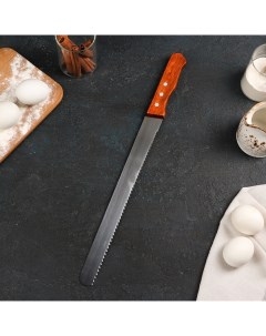 Нож для бисквита крупные зубцы поверхность 30 см деревянная ручка Nobrand