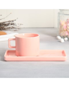 Чайная пара Love розовая 150 мл блюдце 17 5х8 см Дорого внимание