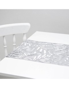 Дорожка на стол Листья 33х150 см цвет серебряный Nobrand