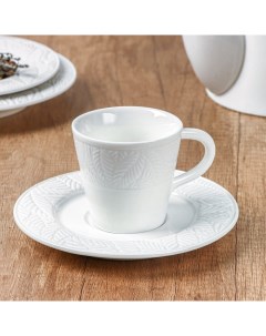 Кофейная пара фарфоровая Сrotone чашка 100 мл 10 5х7 5х7 см блюдце 15 см Magistro
