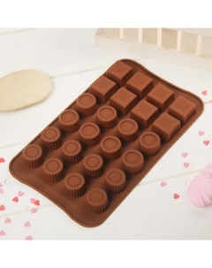 Форма для льда и шоколада Коробка конфет 23 2х13 8 см 24 ячейки шоколадный Доляна