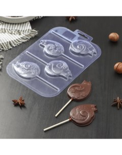 Форма для шоколада и конфет Котятки на палочке цвет прозрачный пластик Sima-land