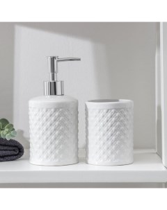 Набор аксессуаров для ванной комнаты Бусы 2 шт керамика пластик белый 6243799 Nobrand