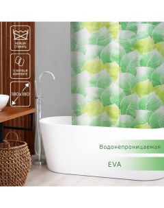 Штора для ванной Листья 180х180 см EVA Доляна
