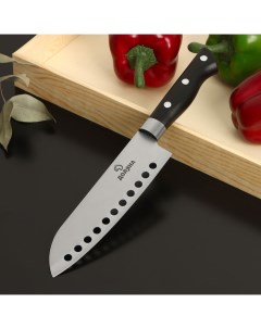 Нож кухонный Сантоку Кронос лезвие 17 см нержавеющая сталь Доляна