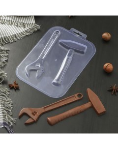 Форма для шоколада и конфет Ключ и молоток цвет прозрачный пластик Sima-land