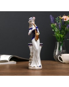 Сувенир керамика Девушка с саксофоном у колонны 28х9х6 5 см Sima-land