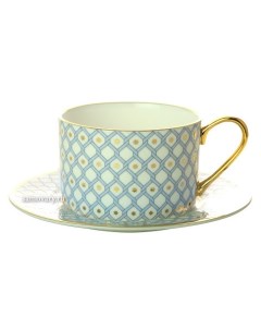 Чашка с блюдцем чайная форма Идиллия рисунок Азур 1 Императорский фарфоровый завод
