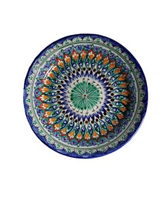 Тарелка Риштанская Керамика Цветы 22 см синий Шафран