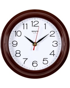 Часы настенные круглые цвет корпуса коричневый пластик O21см источник питания Apeyron