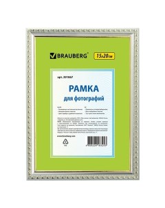 Рамка 15х20 см багет 16 мм BRAUBERG HIT5 серебро с двойной позолотой стекло 391067 Platinum