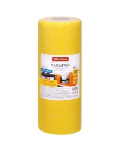 Салфетки для уборки 25x25 см вискоза 30 шт желтые в рулоне Officeclean