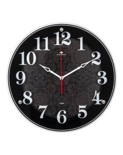 Часы настенные круг D 39 см корпус черный Классика с узором 4040 1244B Рубин