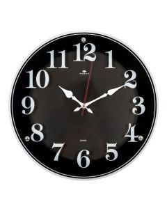 Часы настенные круглые 39 см корпус черный Классика в полоску 4040 1242B Рубин