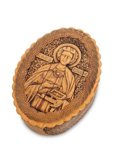 Шкатулка Святой Пантелеймон береста Народные промыслы