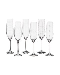 Набор Бокалов для Шампанского из 6 шт Виола Микс 190 мл высота 24 см Crystal bohemia