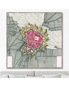 Репродукция картины на холсте Карта Бетюна провинция Артуа Франция 1710г 105х105см Картины в квартиру