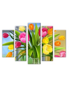 Модульная картина на холсте Красочные тюльпаны 80х140 см Добродаров