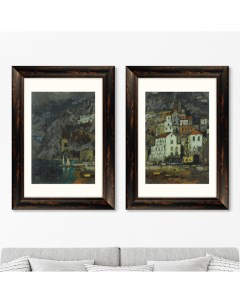 Набор из 2 х репродукций картин в раме Вид Амальфи 1925г Размер каждой 50 5х70 5см Картины в квартиру