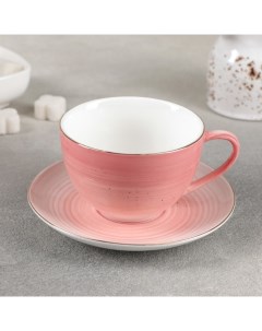 Чайная пара Млечный путь чашка 220 мл блюдце d 13 5 см цвет розовый Доляна