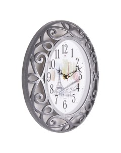 Часы овал 31х26 см корпус серый с серебром Париж Рубин