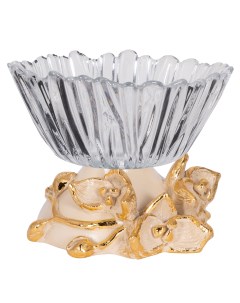 Фруктовница Орхидея Лайм Айвори со стеклянной чашей Аврора Bogacho