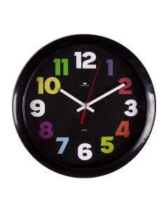 Часы настенные круглые 29 см корпус черный В цвете Рубин