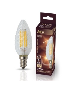 Лампа светодиодная FILAMENT свеча витая TC37 E14 5W 2700K DECO Premium теплый свет Rev
