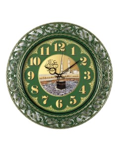 Часы круг с узором d 39 5 см корпус зеленый с золотом Мекка Рубин