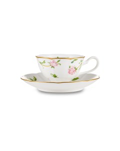 Чашка чайная с блюдцем Цветущая Роза 230 мл фарфор костяной Narumi