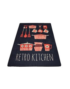 Ковер для кухни гостиной 80x120 хлопок черный разноцветный Турция Chilai home