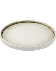 Тарелка круглая с высоким бортом Айсио 225х225х17мм фарфор белый серый Kunstwerk