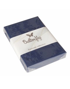 Простыня Premium Collection 180x200 см сатин синяя Butterfly