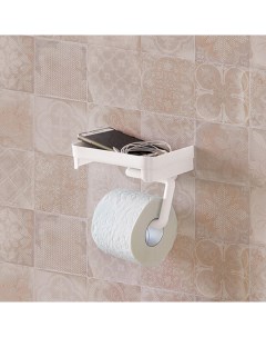 Держатель для туалетной бумаги с полочкой белый Idea