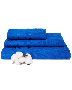 Набор махровых полотенец Вышневолоцкий Текстиль жаккард 619 Синий 3 штуки Вышний волочек