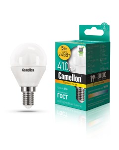Лампа светодиодная LED5 G45 830 E14 Camelion