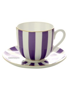 Кофейная чашка с блюдцем форма Ландыш 2 рисунок Да и Нет фиолетовый с отводкой Импер Императорский фарфоровый завод