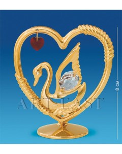 Фигурка Сердечко с лебедем с цв кр Юнион AR 3418 1 113 60210 Crystal temptations