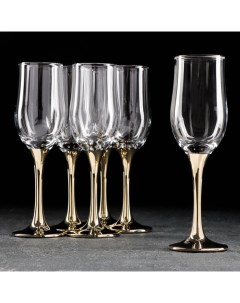 Набор бокалов для шампанского Венеция 190 мл 6 шт цвет золото Gidglass
