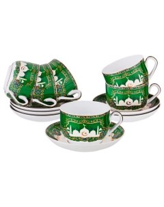 Чайный набор Сура 12 предметов зеленый белый Lefard