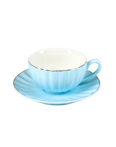Чайная пара Вивьен чашка 200 мл блюдце d 15 см цвет голубой Доляна